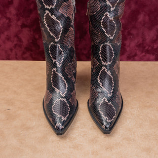 Vince Camuto Women Snake Print Leather Western Zip Fashion Boots 8.5US EUR39