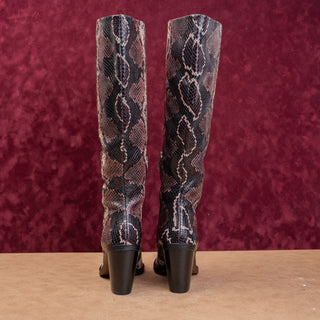 Vince Camuto Women Snake Print Leather Western Zip Fashion Boots 8.5US EUR39