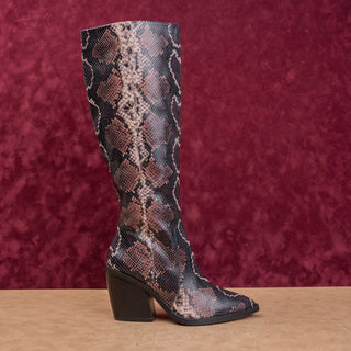 Vince Camuto Women Snake Print Leather Western Zip Fashion Boots 8.5US EUR39