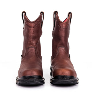 Rocky Mens Wellington Dk Brown Leather Wide Fit Work Boots sz 8.5