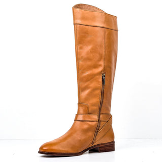 Vince Camuto Women Ovar Mustard Leather Buckle Riding Boots size 7.5