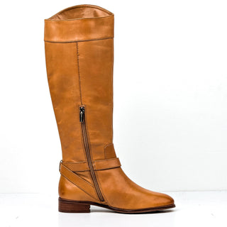 Vince Camuto Women Ovar Mustard Leather Buckle Riding Boots size 7.5