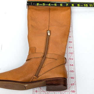 Vince Camuto Women Ovar Mustard Leather Buckle Riding Boots size 7.5