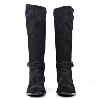 La Canadienne Women Black Suede Waterproof Buckle Zip Knee Boots size 8.5