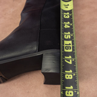 Stuart Weitzman Women Half 'N Half Black Leather Pull-on Heel Knee Boots sz 8