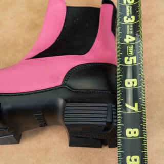 Ganni Women Retro City Pink Black Rubber Chelsea Boots Size 6.5US 37EUR