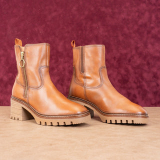 Pikolinos Women Valladolid Brown Leather Zip Chunky Heel boots 8.5US EUR39