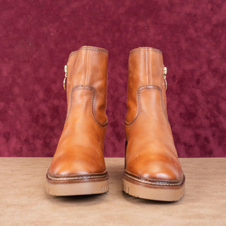 Pikolinos Women Valladolid Brown Leather Zip Chunky Heel boots 8.5US EUR39