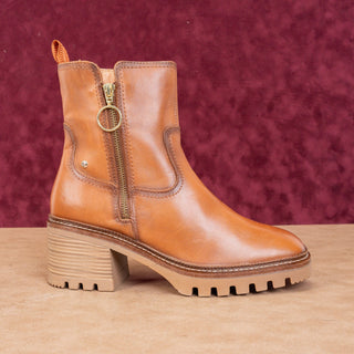 Pikolinos Women Valladolid Brown Leather Zip Chunky Heel boots 8.5US EUR39