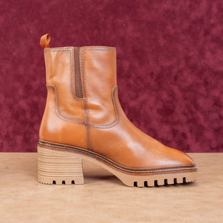 Pikolinos Women Valladolid Brown Leather Zip Chunky Heel boots 8.5US EUR39
