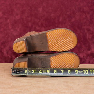 Sanitas Women Lottie Brown Leather Block Heel Slip-on Clog Ankle Boots 8US EUR38