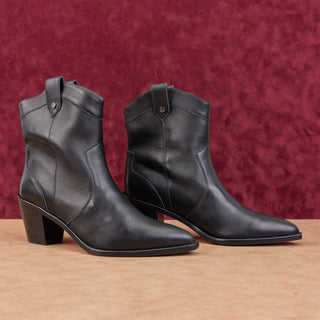 7 For All Mankind Women Black Leather Western Cowboy Ankle Boots 10US EUR 41