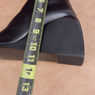 OFF-White Women Black Leather Pointy Toe back zip Wedge Fashion Boots 8US EUR 39