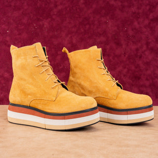 Paloma Barcelo Women Lionetta Boots Brown Suede Platform Size 6.5 EUR37