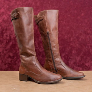 Born Wmn Brown Leather Zip Classic Riding Barn Farm Comfortable Boots 8US EUR39