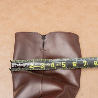 Stuart Weitzman Women Vintage Y2K Brown Leather Pointy Toe Zip Knee Boots sz 8