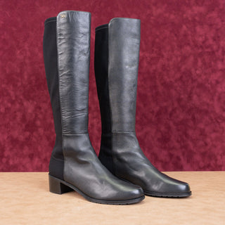 Stuart Weitzman Wmn Keelan Black Leather Stretch Dress Office Knee boots sz 9