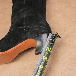 LABUCQ Women Black Suede Kitten OTK Pointy Toe Fashion Boots sz 6-6.5US EUR 37