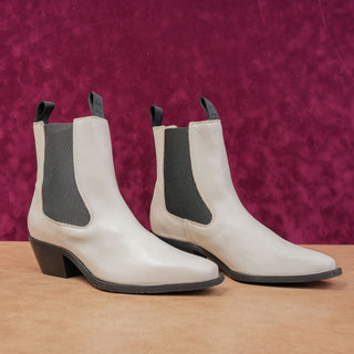 AllSaints Women Vally White Leather Western Boho Chelsea Ankle Boots sz 10