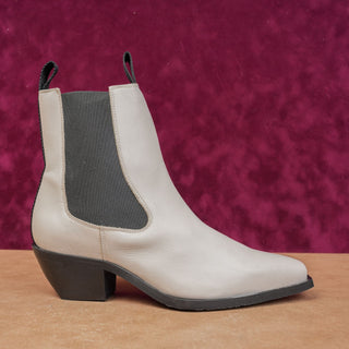 AllSaints Women Vally White Leather Western Boho Chelsea Ankle Boots sz 10