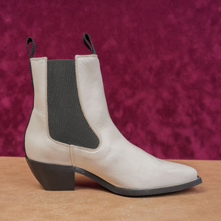 AllSaints Women Vally White Leather Western Boho Chelsea Ankle Boots sz 10