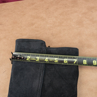 Lucky Brand Women Black Suede Western Block Heel Zip Knee Boots Sz 6.5 EUR37.5