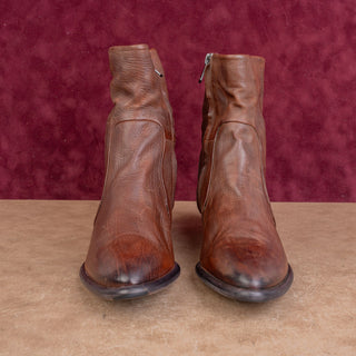 Sam Edelman Women Western Boho Fashion Rust Brown Leather Ankle Boots sz 8.5