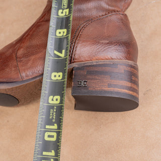 Sam Edelman Women Western Boho Fashion Rust Brown Leather Ankle Boots sz 8.5