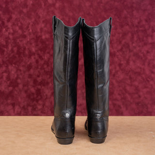Frye Women Flair Black Leather Wide Calf Modern Western Cowboy Knee Boots sz 6.5
