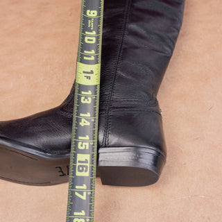 Frye Women Flair Black Leather Wide Calf Modern Western Cowboy Knee Boots sz 6.5