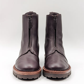 Vince Women Cabria Lug sole Brown Leather Waterproof Front Zip Boots Size 9