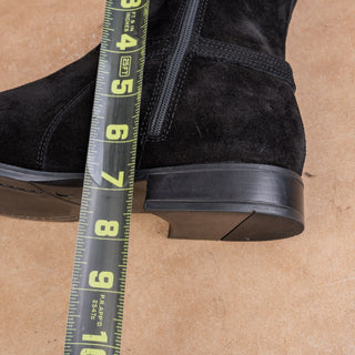 La Canadienne Women Black Suede Low Fashion Western Strap Chelsea Boots sz 9.5