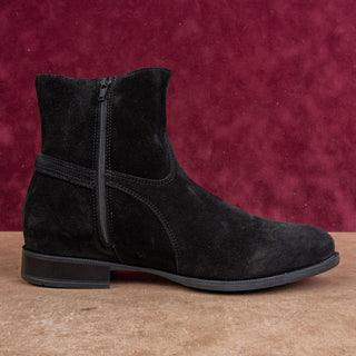 La Canadienne Women Black Suede Low Fashion Western Strap Chelsea Boots sz 9.5