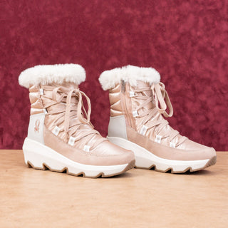 Spyder Women Camden Plush Faux Fur Beige Suede Lace-up Snow Boots sz 6.5