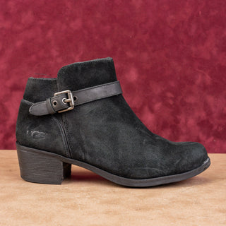 UGG Women Bellame Black Distressed Suede Zip Buckle Ankle Boots size 7
