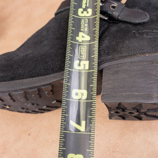 UGG Women Bellame Black Distressed Suede Zip Buckle Ankle Boots size 7