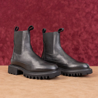 AllSaints Wmn Harlee Black Leather Platform Festival Chelsea Boots 7.5US EUR37.5