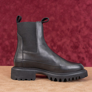 AllSaints Wmn Harlee Black Leather Platform Festival Chelsea Boots 7.5US EUR37.5