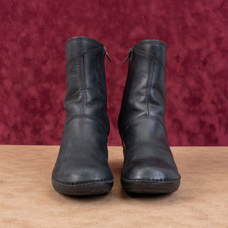 Merrell Women Emma Mid LTR Black Leather Zip Heel Boots sz 6US EUR36