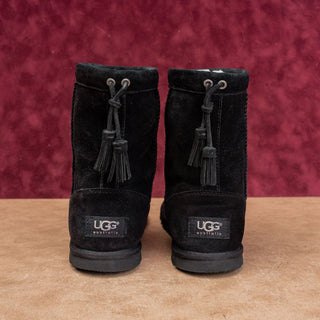 UGG Women Mia Black Suede Tassel Comfortable Slip-on Ankle Boots sz 7