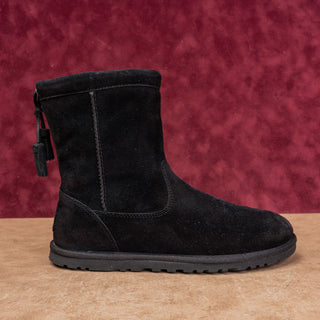 UGG Women Mia Black Suede Tassel Comfortable Slip-on Ankle Boots sz 7