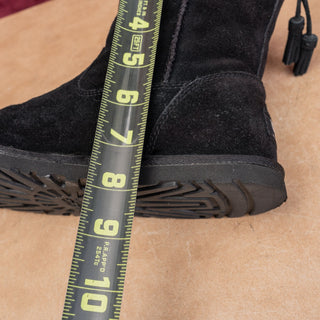 UGG Women Mia Black Suede Tassel Comfortable Slip-on Ankle Boots sz 7