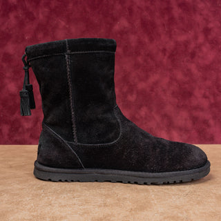 UGG Women Mia Black Suede Tassel Comfortable Slip-on Ankle Boots sz 7