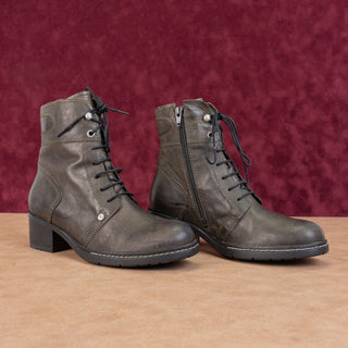 Wolky Women Reed Green Lace-up Zip Ankle Combat Boots sz 9US EUR39