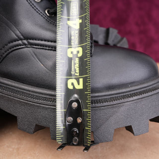 Topshop Women Black Faux Leather Festival Platform Party Combat Boots 6US EUR37