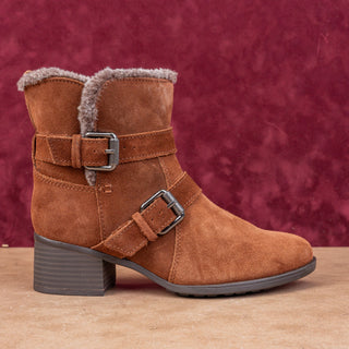 Naturalizer Women Deanne Cinammon Suede Faux Fur Lined Ankle Boots sz 6