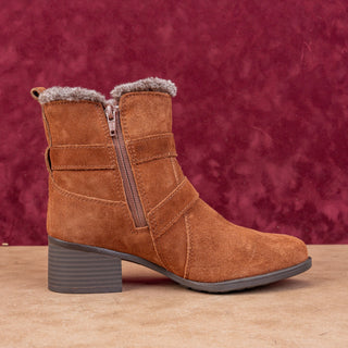 Naturalizer Women Deanne Cinammon Suede Faux Fur Lined Ankle Boots sz 6