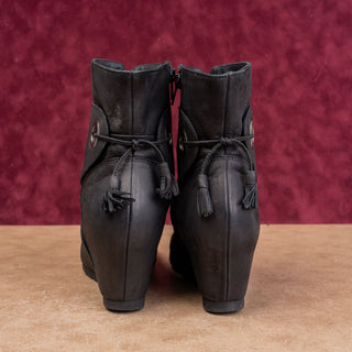 Paul Green Women Vintage Retro 90s Black Leather Lace Zip Boots 6US UK 4.5
