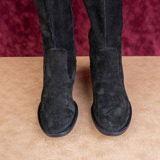 Born Women Black Suede Back Lace Zip Classic Riding Round Tall Boots sz 8.5