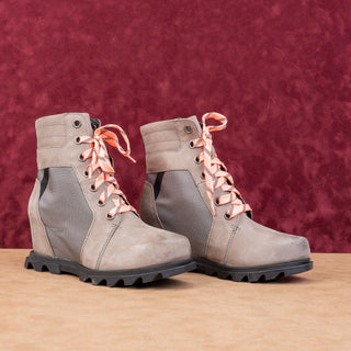 Sorel Women Joan Of Artic III Lexie Quarry Leather Lace-up Wedge Boots sz 8.5